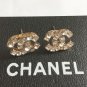 CHANEL Gold CC Stud Earrings Crystal Square Small Authentic NIB