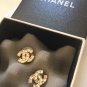 CHANEL Gold CC Stud Earrings Crystal Square Small Authentic NIB