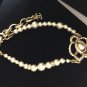 CHANEL Camellia CC Crystal Pearl Bracelet Gold Metal Authentic NIB