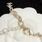 CHANEL Camellia CC Crystal Pearl Bracelet Gold Metal Authentic NIB