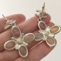 CHANEL Vintage GOLD CC Agate Stone Cross Dangle Drop Earrings NIB