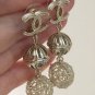 CHANEL Patterned CC Stud Gold Metal Ball Dangle Drop Earrings NIB