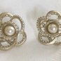 CHANEL Camellia CC Stud Pearl Crystal Earrings Gold Metal Flower NIB