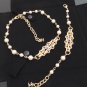 CHANEL Vintage CC PEARL Necklace & Bracelet Set Gold Metal Medal NIB