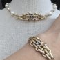 CHANEL Vintage CC PEARL Necklace & Bracelet Set Gold Metal Medal NIB