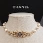 CHANEL Vintage CC PEARL Necklace & Bracelet Set Gold Metal Medal NIB