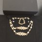 CHANEL Vintage CC PEARL Necklace & Bracelet Set Gold Metal Medal NIB