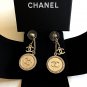 CHANEL Gold Small Stud Medal CC Dangle Drop Earrings Long Style NIB