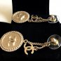 CHANEL Gold Small Stud Medal CC Dangle Drop Earrings Long Style NIB