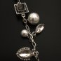 CHANEL Black Crystal Baguette CC Silver Tear Drop Chain Pearl Necklace RARE