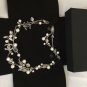 CHANEL Black Crystal Baguette CC Silver Tear Drop Chain Pearl Necklace RARE