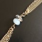 CHANEL Gold Triple Chain Necklace Pearl Blue Glass Bead CC Pendant 2017