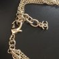 CHANEL Gold Triple Chain Necklace Pearl Blue Glass Bead CC Pendant 2017