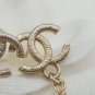 CHANEL Gold Metal CC Stud Iridescent Glass Bead Dangle Earrings NIB