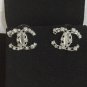 CHANEL Crystal CC Stud Earrings Polished Silver Metal Hollow Design NIB