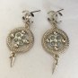 CHANEL CC Stud Earrings Gold Chain Dangle Blue Glass Bead 2017 NIB