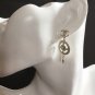 CHANEL CC Stud Earrings Gold Chain Dangle Blue Glass Bead 2017 NIB