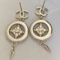 CHANEL CC Stud Earrings Gold Chain Dangle Blue Glass Bead 2017 NIB