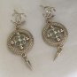 CHANEL CC Stud Earrings Gold Chain Dangle Blue Glass Bead 2017 NIB
