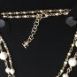 CHANEL CC Pearl Long Necklace Camellia Gold Bead Chain 46" NIB