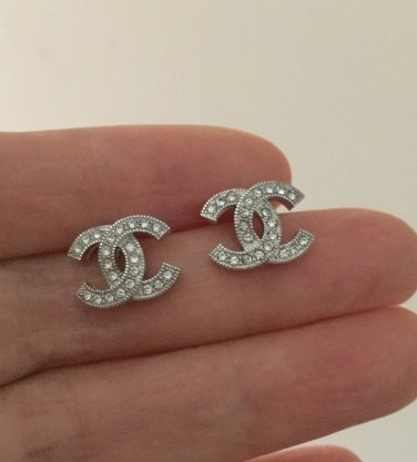 authentic chanel logo earrings