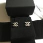 CHANEL Silver CC Mini Crystal Stud Earrings Timeless Classic Authentic NIB