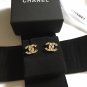 CHANEL CC Gold Stud Earrings Pale Orange Square Crystal Authentic NIB