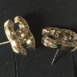 CHANEL CC Gold Stud Earrings Pale Orange Square Crystal Authentic NIB