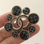 CHANEL Black Crystal Rhombus CC Gold Metal Brooch Pin 2018 NIB