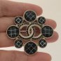 CHANEL Black Crystal Rhombus CC Gold Metal Brooch Pin 2018 NIB