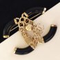 CHANEL Gold Chain Metal CC Black Acrylic Brooch Pin 2018 NIB