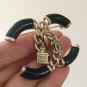CHANEL Gold Chain Metal CC Black Acrylic Brooch Pin 2018 NIB