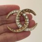 CHANEL Dubai Gold Crystal Baguette CC Moonlight Fashion Brooch Pin Authentic