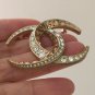 CHANEL Dubai Gold Crystal Baguette CC Moonlight Fashion Brooch Pin Authentic