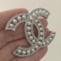 CHANEL Pearl CC Crystal Rim Silver Metal Brooch Pin Classic Style 2018 NIB