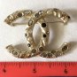 CHANEL Rome Paris Pearl Rhinestone Crystal Brooch Pin VINTAGE GOLD CC Authentic