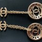 CHANEL CC Pierce Double Chain GOLD Medal Dangle Drop Earrings Authentic NIB