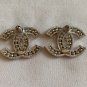 CHANEL Silver Stud Earrings Crystal Black Pearl Medium Big CC Authentic NIB