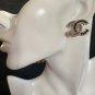 CHANEL Silver Stud Earrings Crystal Black Pearl Medium Big CC Authentic NIB