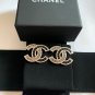 CHANEL Silver Stud Earrings Crystal Black Pearl Medium Big CC Authentic NIB