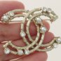 CHANEL Crystal Pearl Brooch Pin Gold Metal Hollow Style Authentic NIB