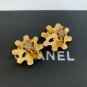 CHANEL CC Clip Earrings Wheel-Shaped Shine Gold Metal Vintage 95P