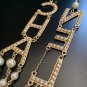 CHANEL Crystal Letters Runway 2019 Pearl Necklace Gold Multi Strand NIB