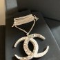 CHANEL Crystal Crescent Moon Pendant Silver Chain Necklace Dubai Authentic