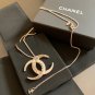 CHANEL Crystal Crescent Moon Pendant Silver Chain Necklace Dubai Authentic