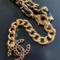 CHANEL CC Black Crystal Key Pendant Necklace Leather Gold Chain 2017 NIB