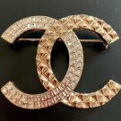 CHANEL CC Crystal Baguette Patterned Gold Metal Brooch Pin 2018 NIB