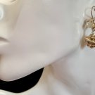 CHANEL CC Gold Lantern Dangle Earrings Lever back Pierced Classic NIB