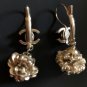 CHANEL CC Gold Lantern Dangle Earrings Lever back Pierced Classic NIB