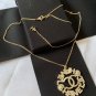 CHANEL Crystal Pearl CC Round Pendant Gold Chain Necklace NIB